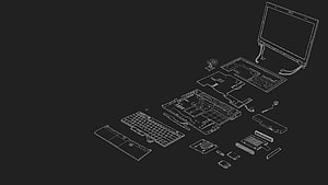 Lenovo ThinkPad Exploded View Technical Blueprint on Dark Background HD wallpaper