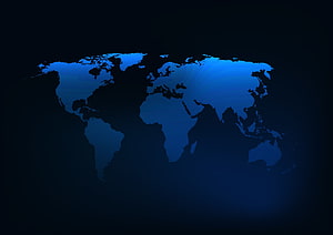 Glowing Blue World Map Silhouette on Dark Background Abstract Digital Art HD wallpaper