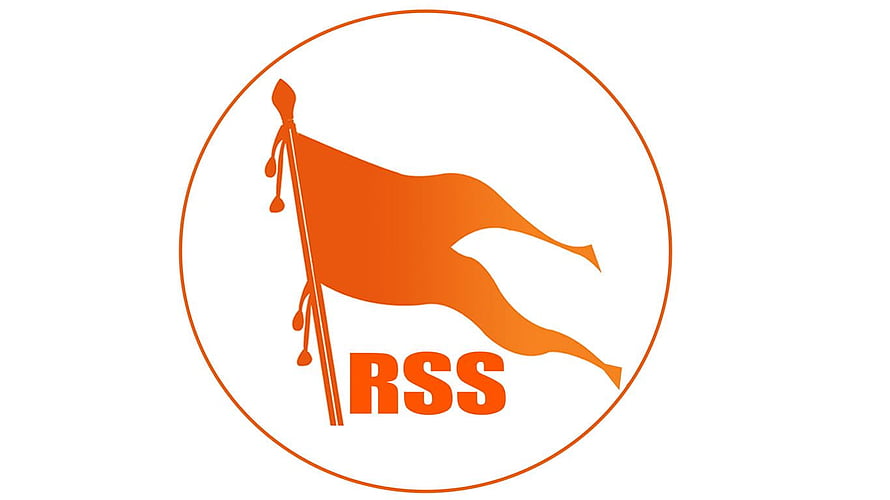 Rashtriya Swayamsevak Sangh RSS Logo with Orange Flag and Emblem HD wallpaper
