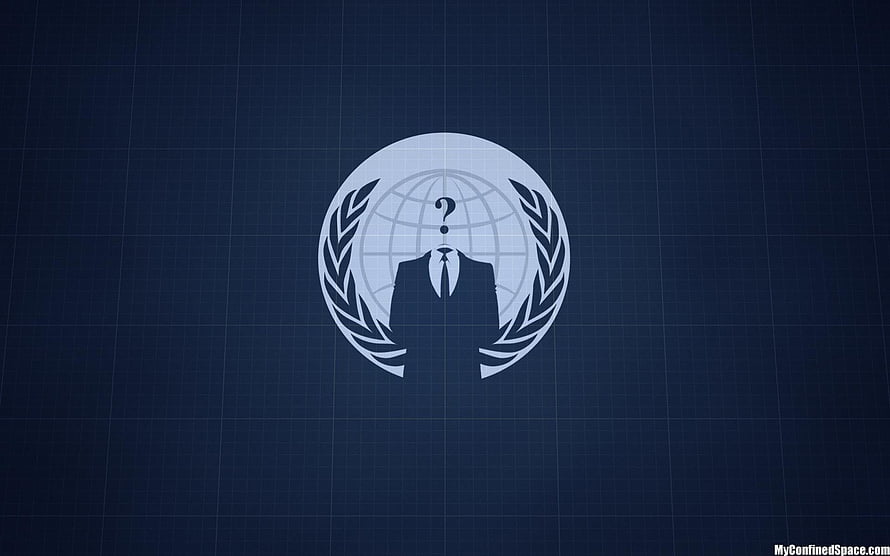 Mysterious Anonymous Agent Emblem on Dark Grid Background HD wallpaper