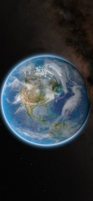 Earth From Space: The Americas and Blue Atmosphere Against the Dark Void HD phone wallpaper