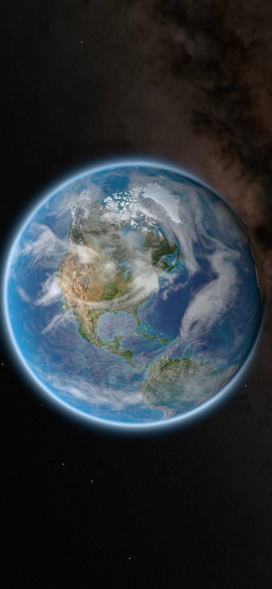Earth From Space: The Americas and Blue Atmosphere Against the Dark Void HD phone wallpaper