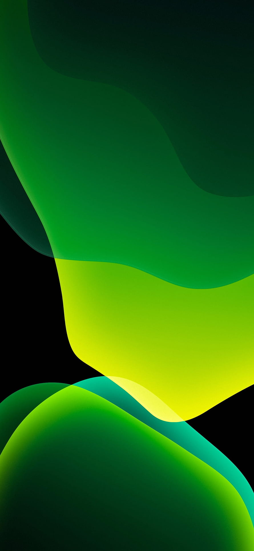 Vibrant Green and Black Abstract Flowing Shapes on Dark Background HD phone wallpaper