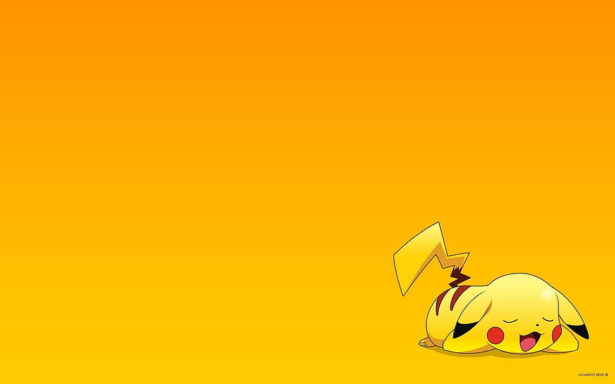 Sleeping Pikachu on a Vibrant Yellow Gradient Background HD wallpaper