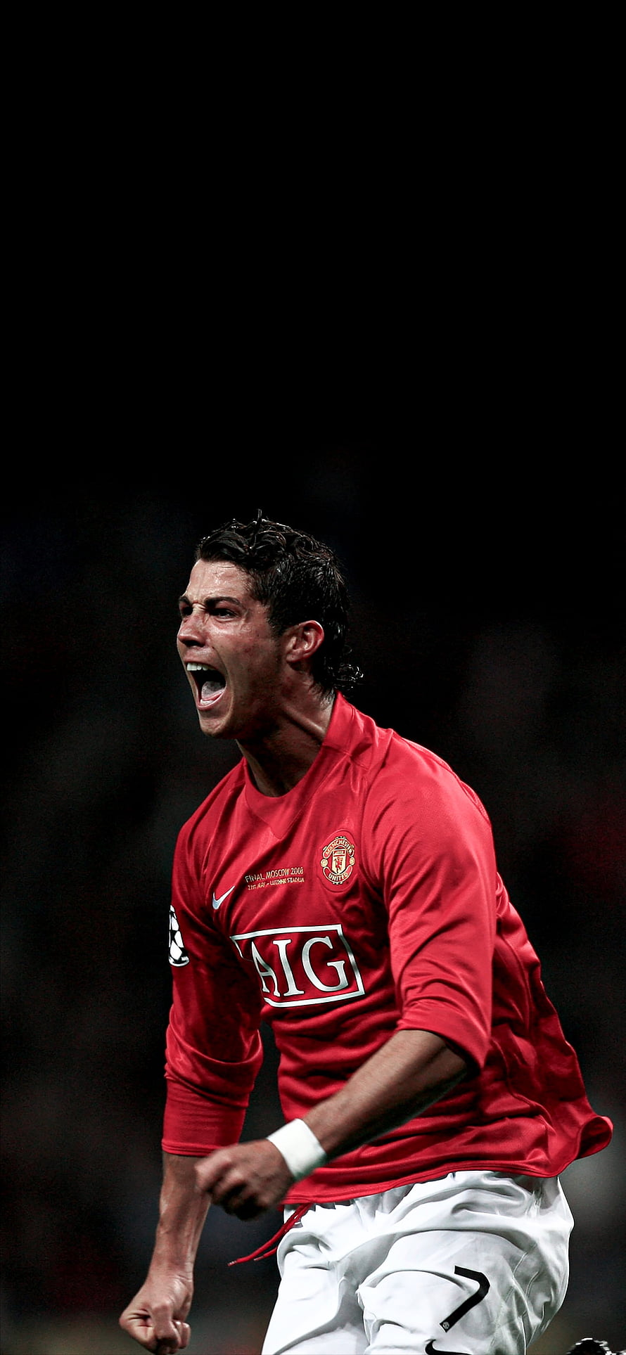 Cristiano Ronaldo in Manchester United Red Kit Celebrating Goal HD phone wallpaper