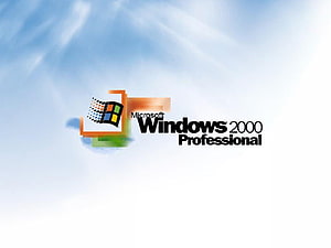 Microsoft Windows 2000 Professional Logo on Soft Blue Sky Background HD wallpaper