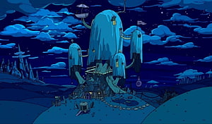 Adventure Time Tree House Night Scene Wallpaper HD wallpaper