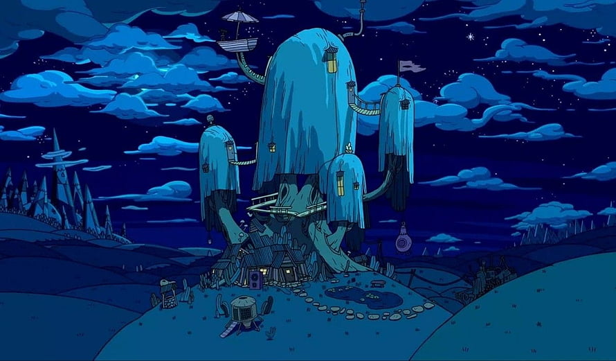 Adventure Time Tree House Night Scene Wallpaper HD wallpaper