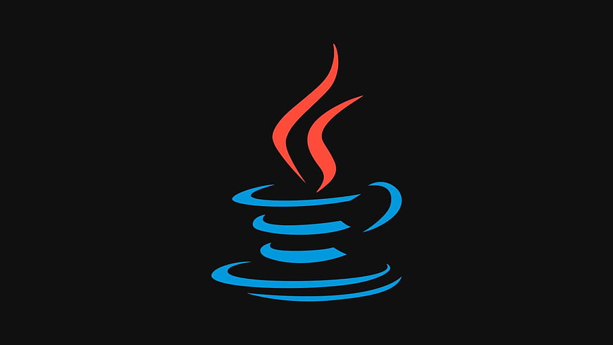 Java Programming Language Logo with Blue Cup and Red Steam on Black Background HD wallpaper