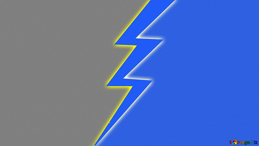 Blue and Gray Lightning Bolt Split Background with Yellow Outline HD wallpaper