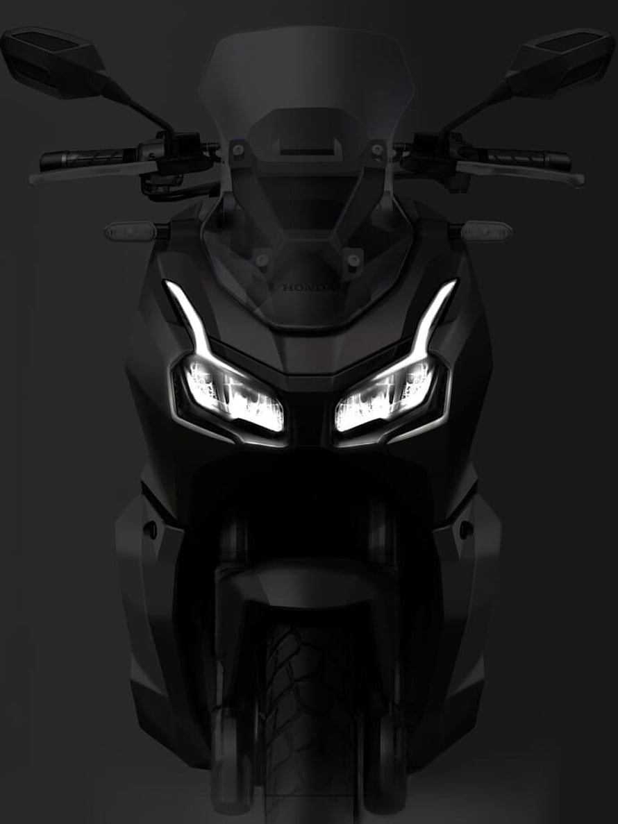 Honda ADV 150 Front View with LED Headlights in Dark Studio Setting HD phone wallpaper