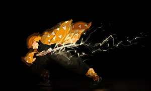 Tanjiro Kamado Using Thunder Breathing Technique in Demon Slayer Anime HD wallpaper