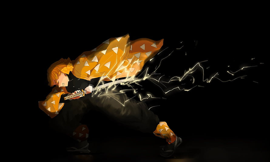 Tanjiro Kamado Using Thunder Breathing Technique in Demon Slayer Anime HD wallpaper