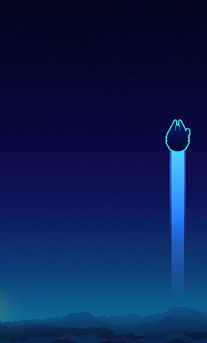 Glowing Blue Hand Reaching Up From Clouds Into Starry Night Sky HD phone wallpaper