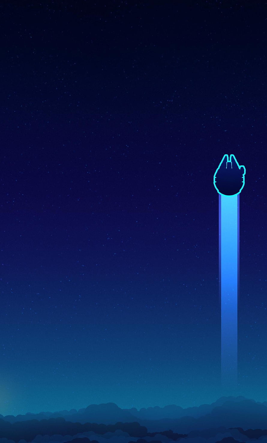 Glowing Blue Hand Reaching Up From Clouds Into Starry Night Sky HD phone wallpaper