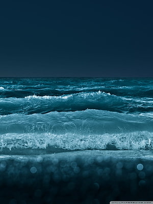 Dark Ocean Waves Crashing on Shore Under a Moody Night Sky HD phone wallpaper