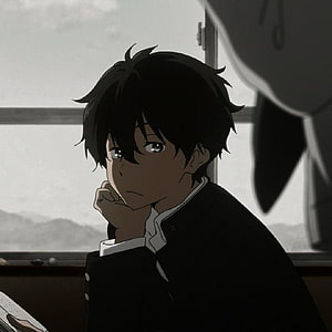 Anime Boy in School Uniform Looking Out Window HD phone wallpaper
