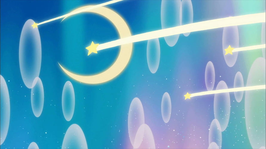 Sailor Moon Crescent Moon and Shooting Stars Night Sky Illustration HD wallpaper