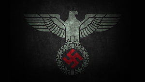 Vintage Nazi Eagle and Swastika Emblem on Dark Grunge Background HD wallpaper
