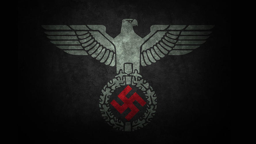 Vintage Nazi Eagle and Swastika Emblem on Dark Grunge Background HD wallpaper