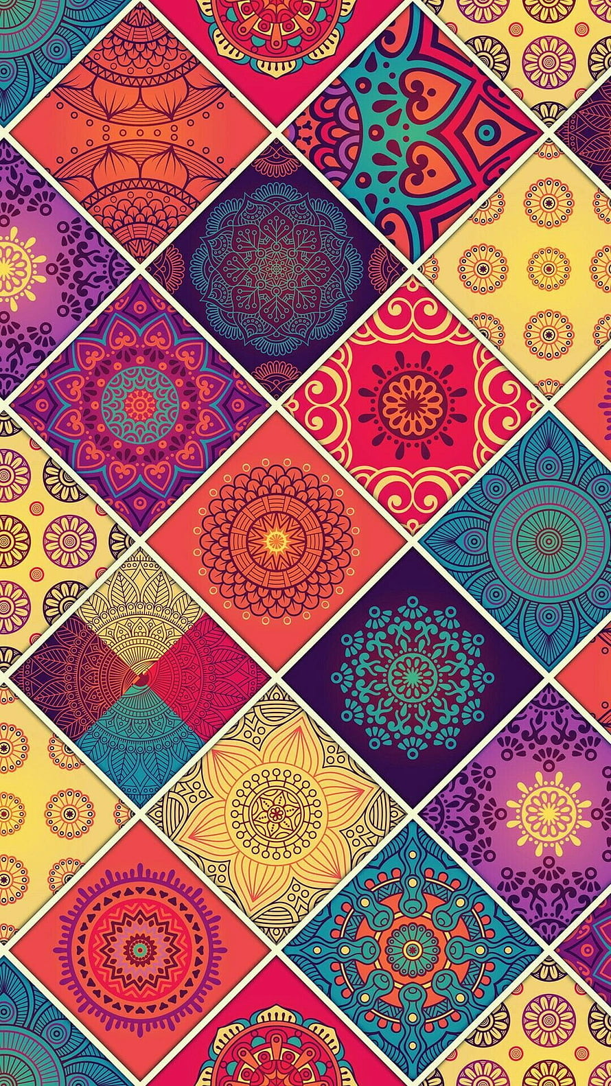 Colorful Mandala Diamond Pattern Wallpaper, Mandala Backgrounds, mandala mobile HD phone wallpaper