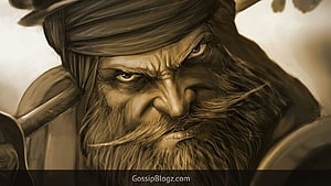 Sepia Toned Portrait of a Fierce Warrior with Turban and Beard HD wallpaper