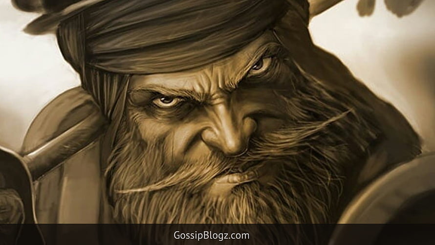Sepia Toned Portrait of a Fierce Warrior with Turban and Beard HD wallpaper