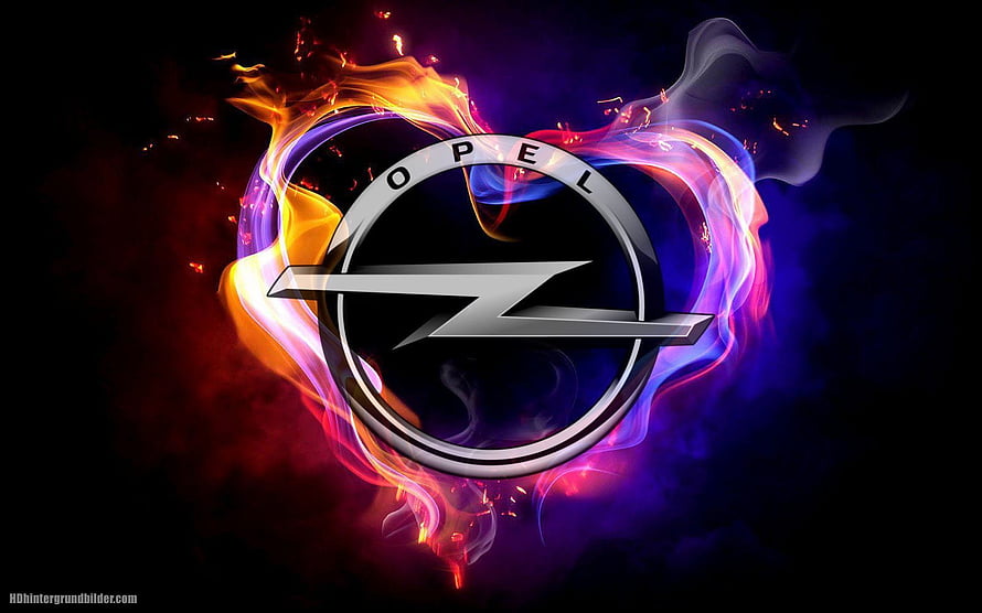 Opel Logo with Vibrant Fiery Smoke and Neon Light Effects on Dark Background HD wallpaper