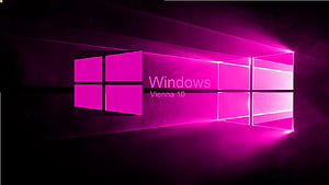 Windows Vienna 10 Neon Pink Logo Wallpaper with Glowing Geometric Window Design HD wallpaper