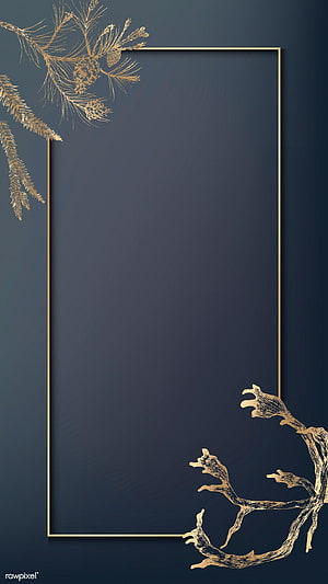 Elegant Dark Blue Background With Gold Pine Branches And Reindeer Antlers HD phone wallpaper