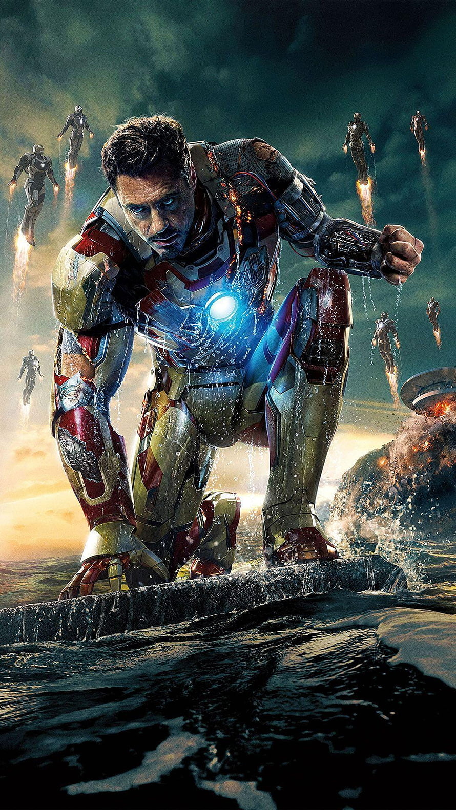 Iron Man Hulkbuster Armor Emerging From Water With War Machine Squad, Ironman mobile Group, iron man for mobile HD phone wallpaper