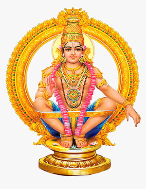 Lord Ayyappa Hindu Deity Sitting on Lotus Throne with Golden Halo and Jewelry HD phone wallpaper