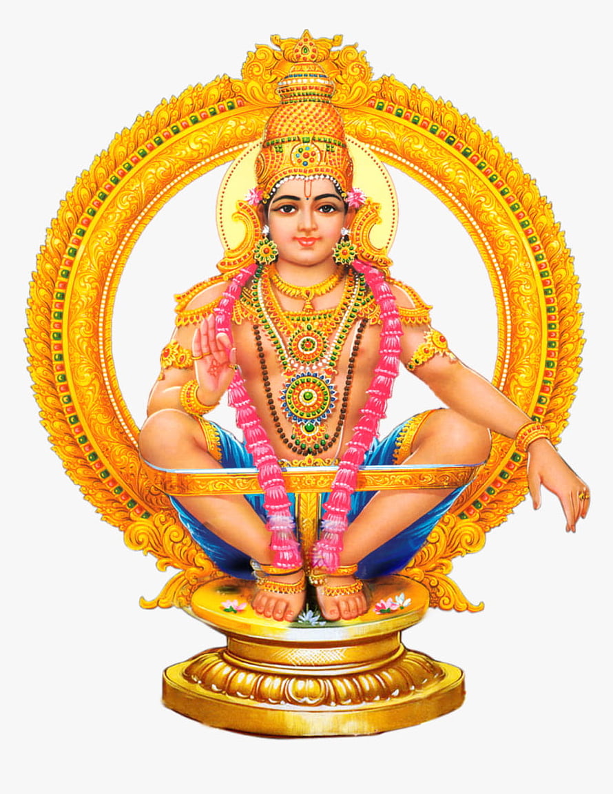 Lord Ayyappa Hindu Deity Sitting on Lotus Throne with Golden Halo and Jewelry HD phone wallpaper