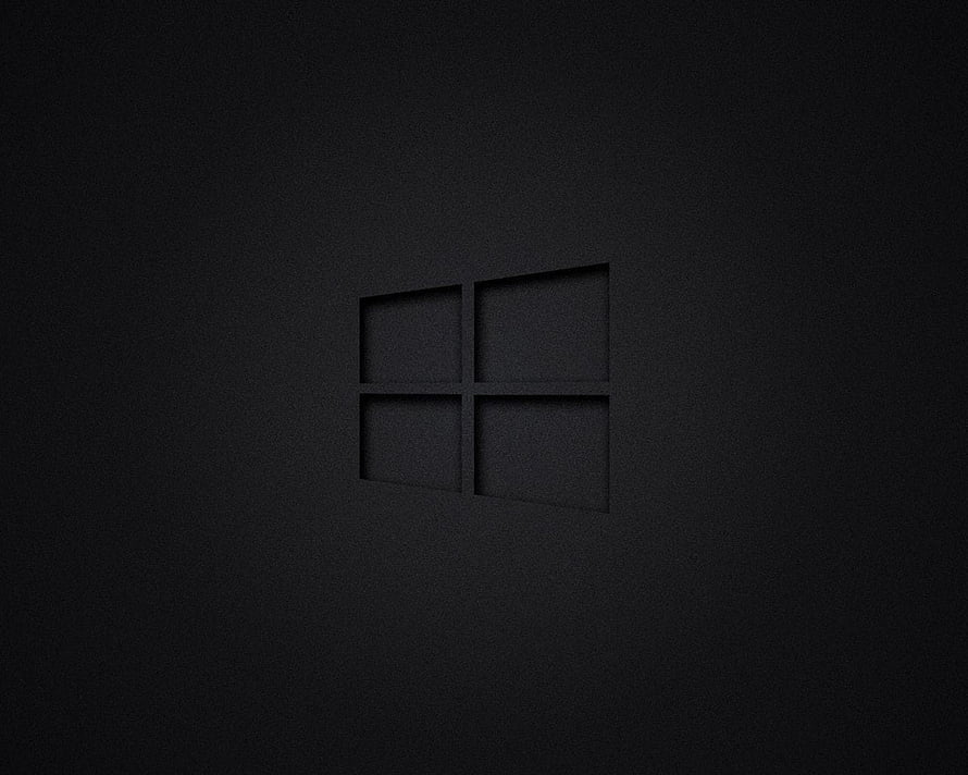 Windows 10 Dark Minimalist Logo on Textured Black Background HD wallpaper