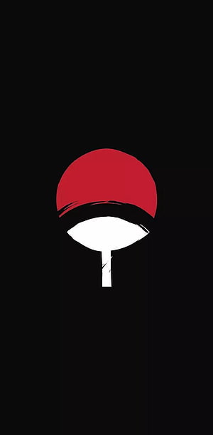 Minimalist Uchiha Clan Crest Icon on Black Background HD phone wallpaper