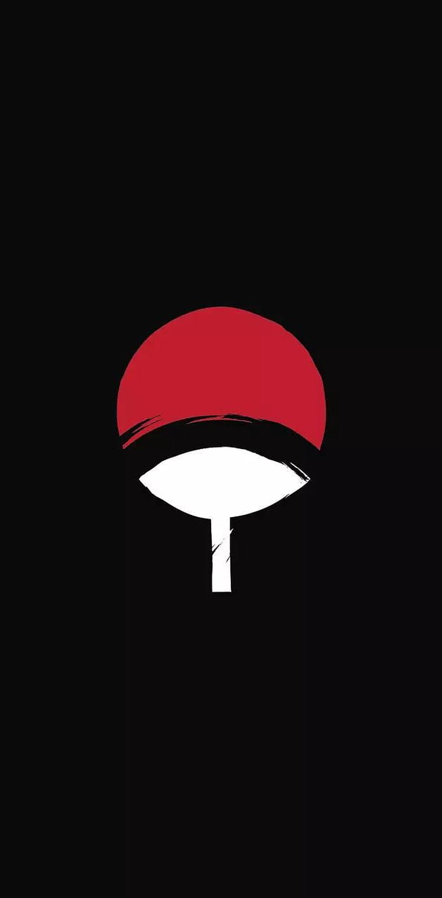 Minimalist Uchiha Clan Crest Icon on Black Background HD phone wallpaper