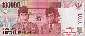 Indonesian 100000 Rupiah Banknote Featuring Soekarno and Hatta Portraits HD wallpaper
