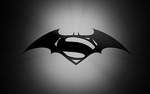 Batman Superman Combined Emblem Logo on Dark Gradient Background, superman batman, batman logo , superman HD wallpaper
