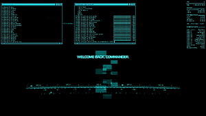 Cyberpunk Terminal Interface with Glitch Art and Command Line Output HD wallpaper