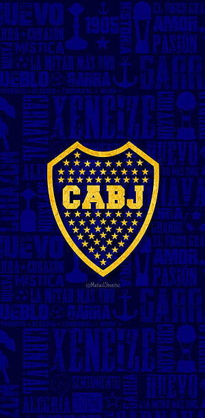 Boca Juniors CABJ Shield Emblem with Star Pattern on Dark Blue Background HD phone wallpaper