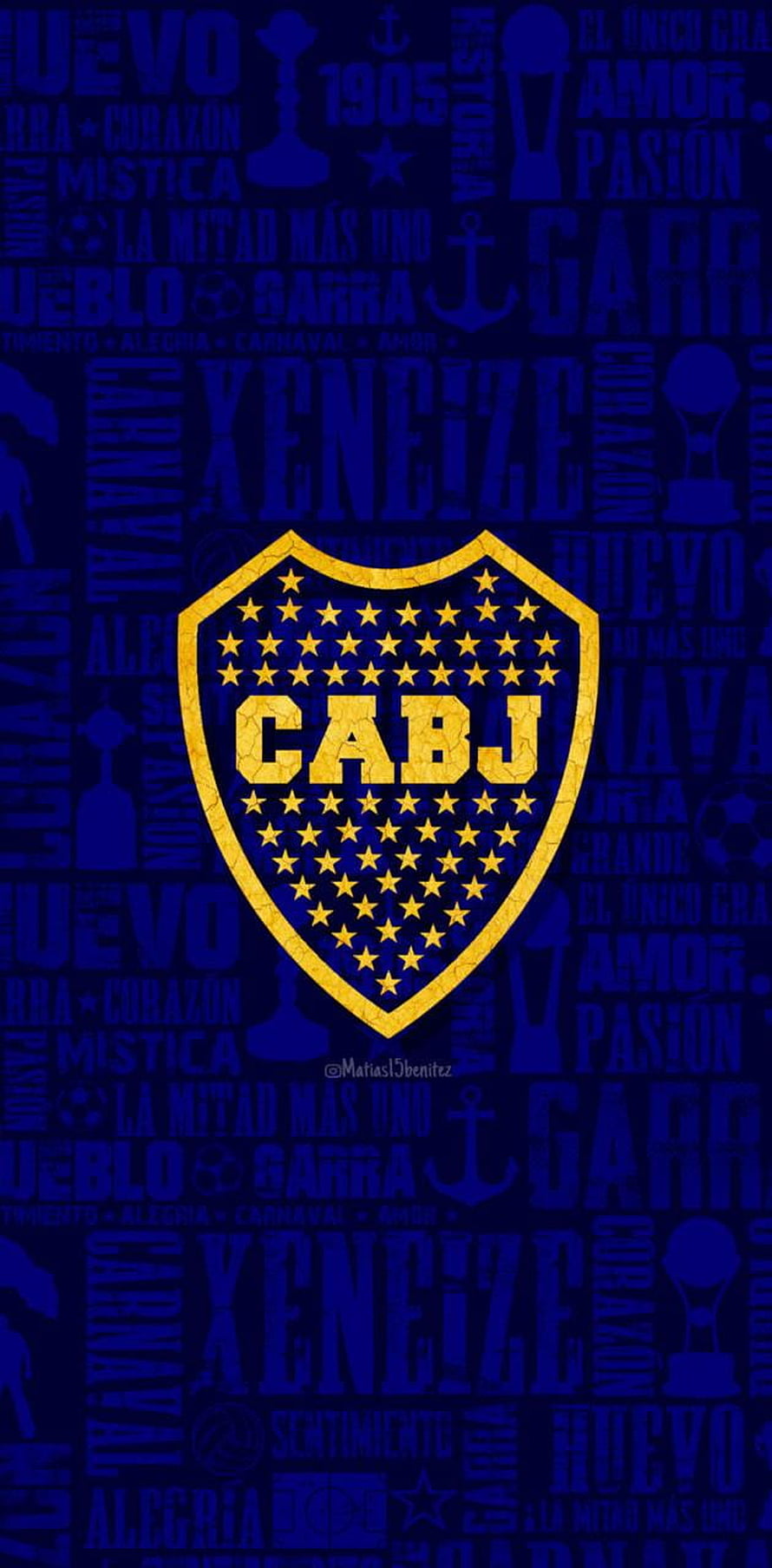 Boca Juniors CABJ Shield Emblem with Star Pattern on Dark Blue Background HD phone wallpaper