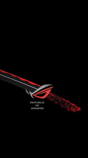 Asus ROG Sword Logo with Red Glowing Edge on Black Background HD phone wallpaper