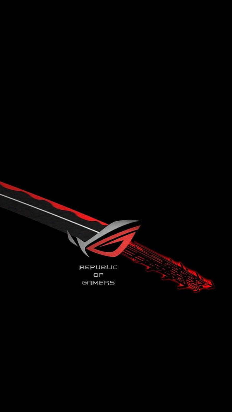 Asus ROG Sword Logo with Red Glowing Edge on Black Background HD phone wallpaper