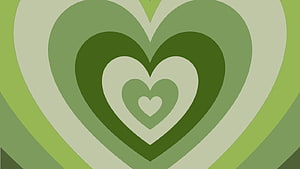 Layered Green Heart Pattern with Retro Aesthetic and Minimalist Design HD wallpaper
