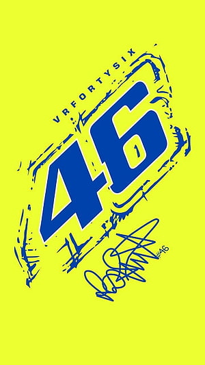 VR46 Valentino Rossi Racing Logo on Neon Yellow Background HD phone wallpaper