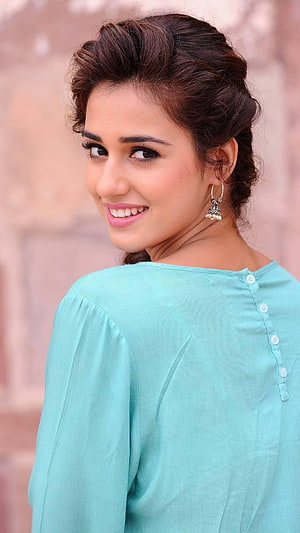 Disha Patani in a mint green kurta with an elegant updo and silver jhumka earrings HD phone wallpaper