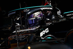 Lewis Hamilton Mercedes AMG F1 Car Close-Up with Petronas and CrowdStrike Livery HD wallpaper