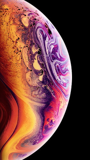 Abstract Swirling Liquid Art with Vibrant Orange, Purple, and Pink Hues on Black Background HD phone wallpaper