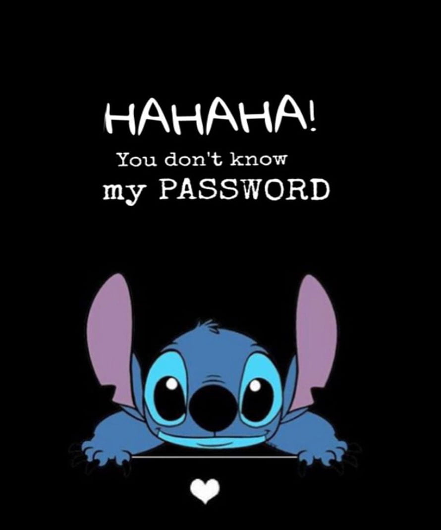 Stitch Peeking Over Edge With Funny Password Text on Black Background HD phone wallpaper