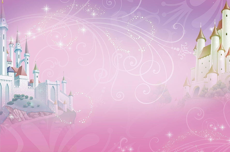 Magical Pink Fantasy Castle Wallpaper with Swirling Sparkles and Fairy Tale Architecture HD wallpaper